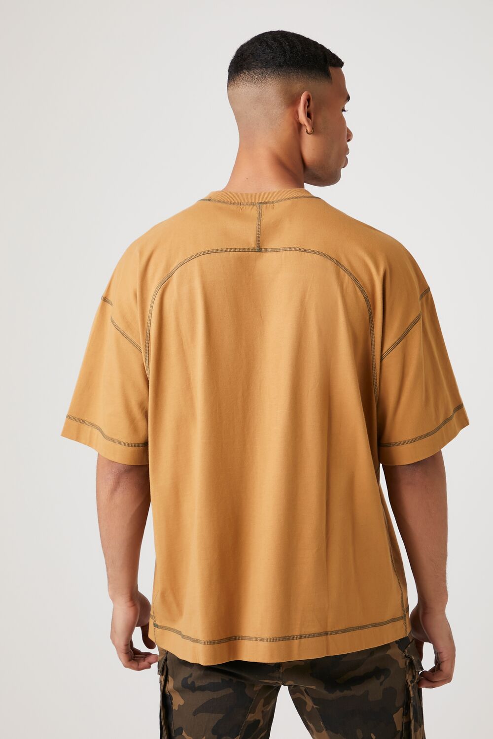 Contrast-Stitch Crew Neck Tee