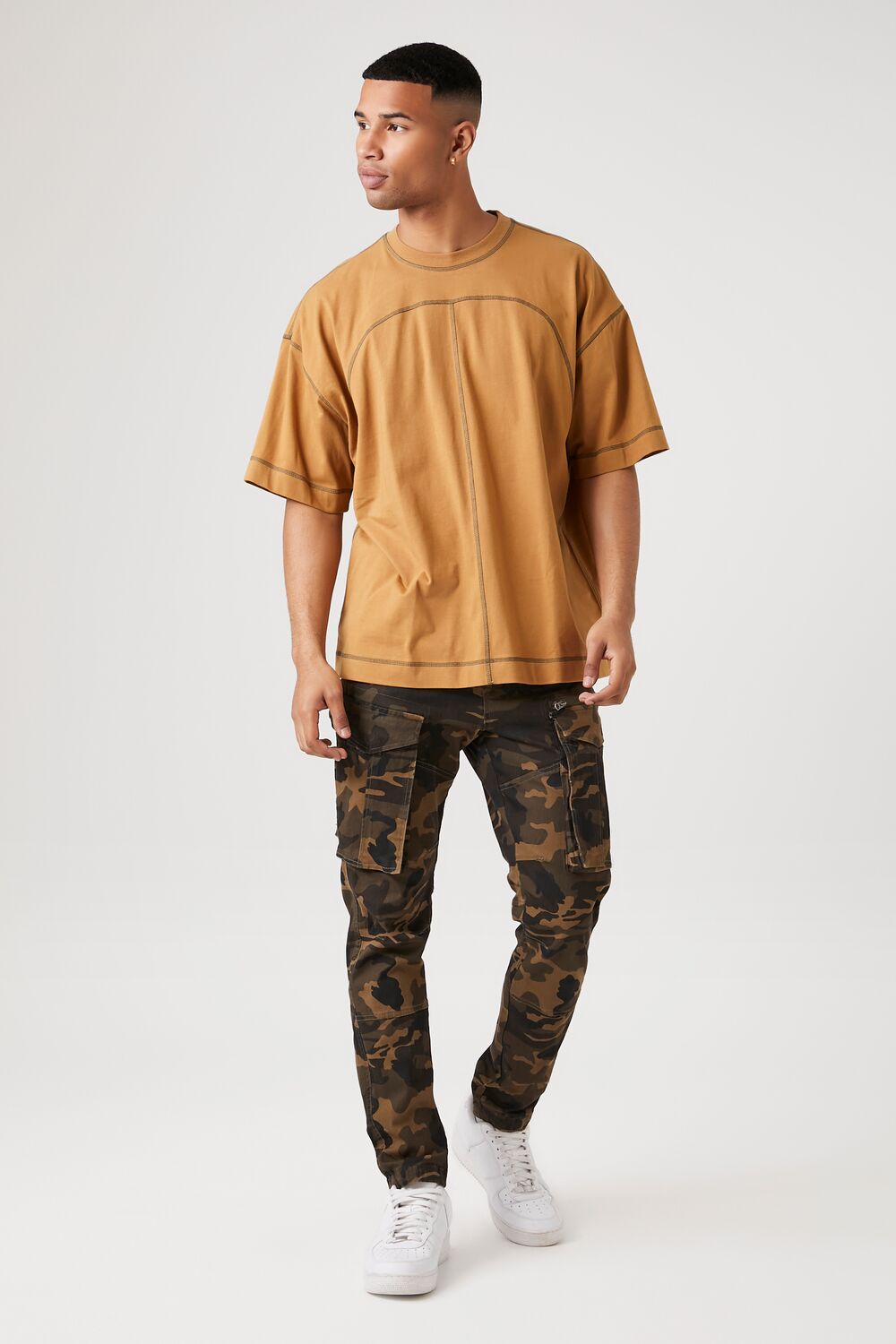 Contrast-Stitch Crew Neck Tee