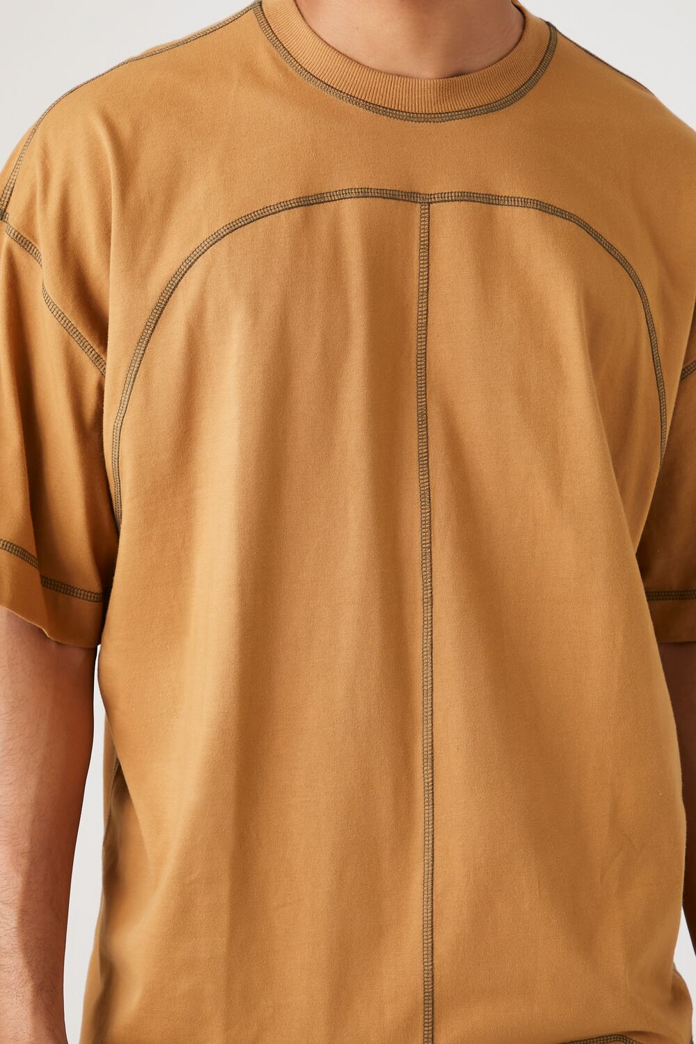 Contrast-Stitch Crew Neck Tee