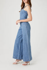 Wide-Leg Denim Overalls