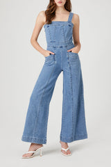 Wide-Leg Denim Overalls
