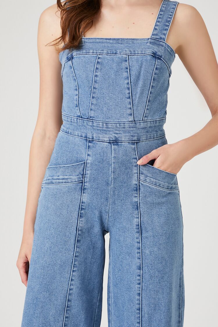 Wide-Leg Denim Overalls