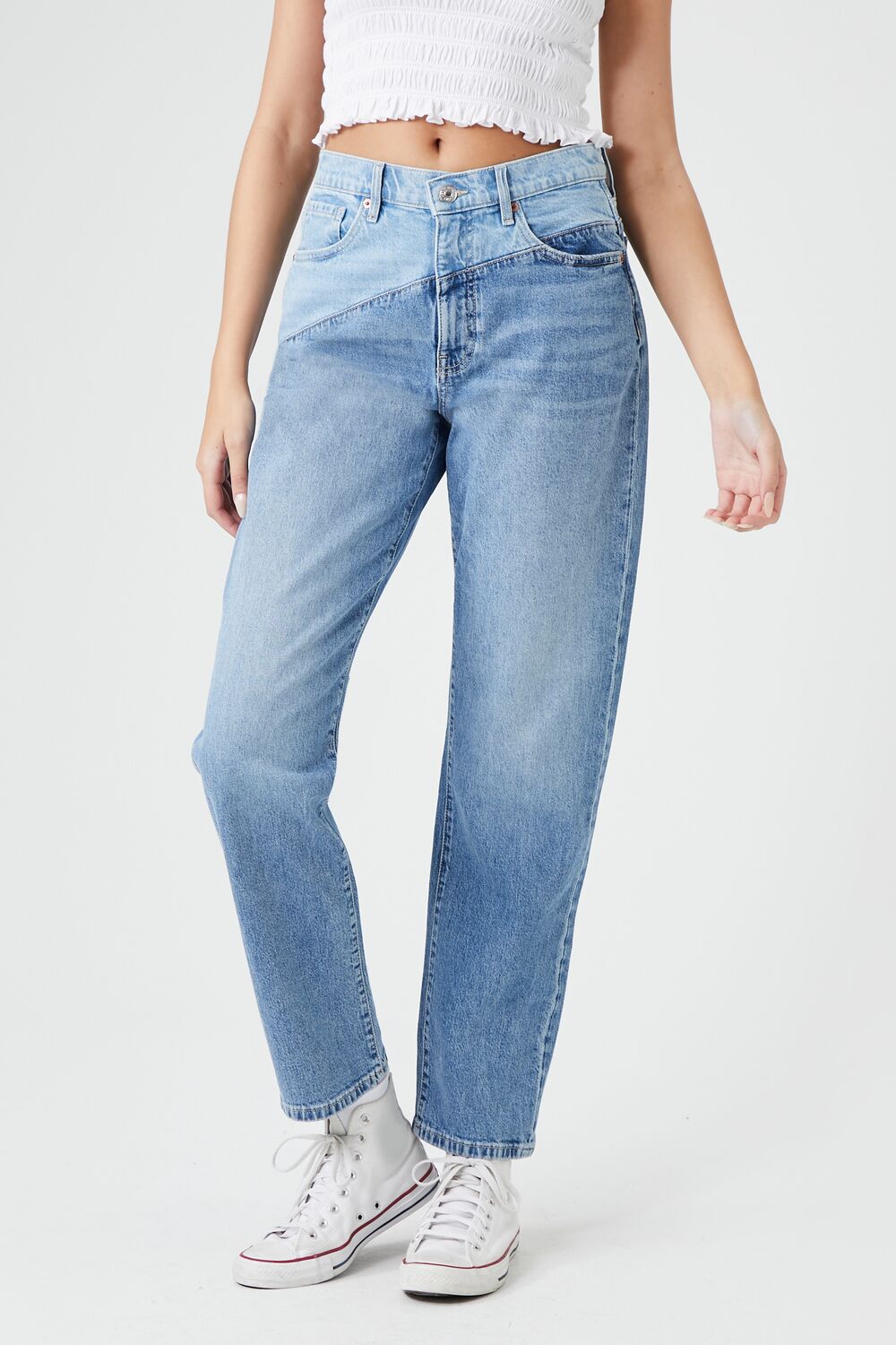 Reworked Colorblock Straight Jeans