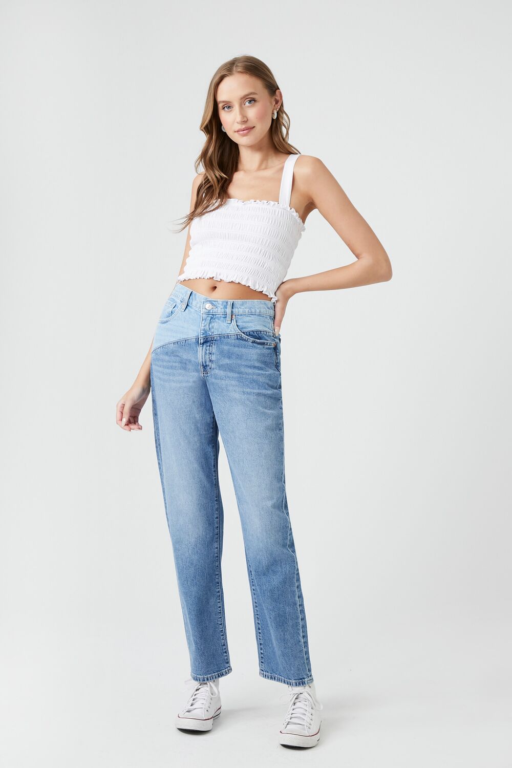 Reworked Colorblock Straight Jeans