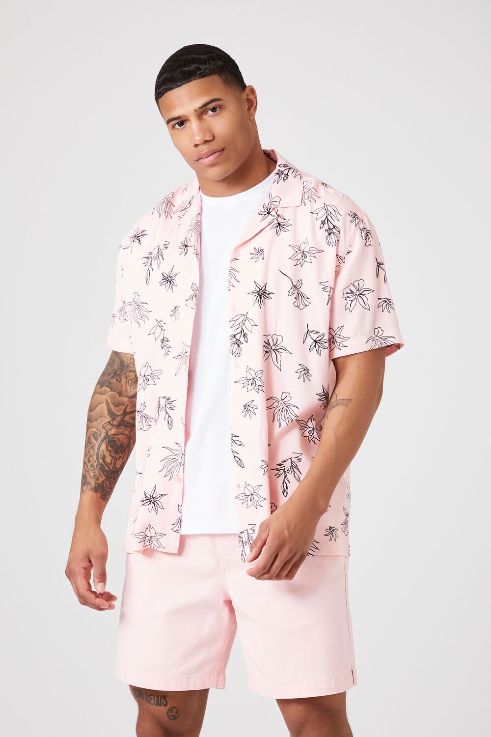 Floral Line Art Graphic Shirt