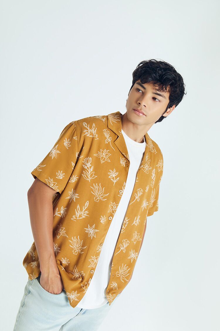 Floral Line Art Graphic Shirt