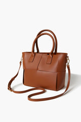 Faux Leather Basketwoven Tote Bag