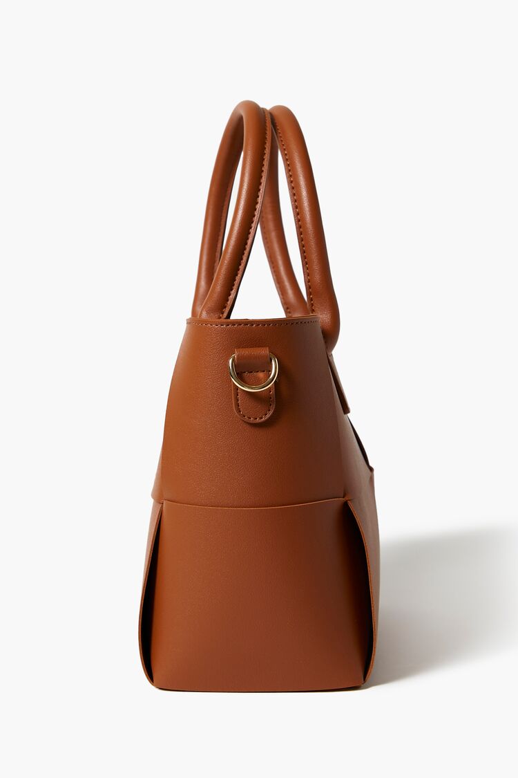 Faux Leather Basketwoven Tote Bag