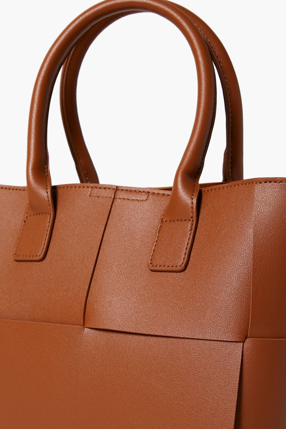 Faux Leather Basketwoven Tote Bag
