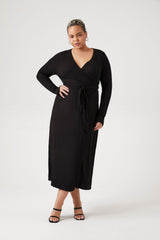 Plus Size Wrap Midi Dress
