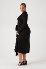 Plus Size Wrap Midi Dress