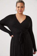 Plus Size Wrap Midi Dress