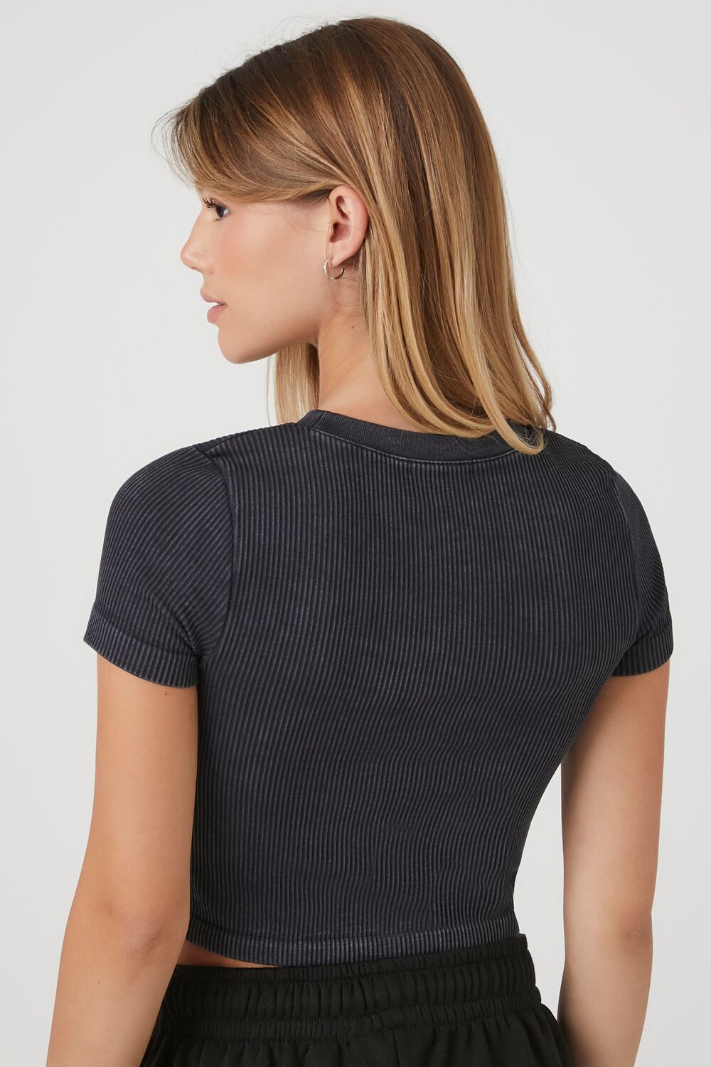 Seamless Rib-Knit Cropped Tee