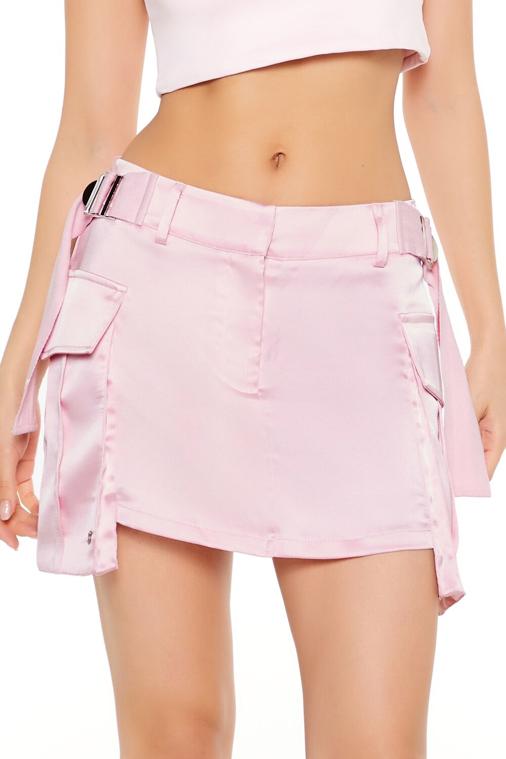 Satin Cargo Mini Skirt