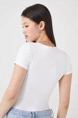 Ribbed Knit V-Neck Bodysuit