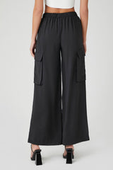 Wide-Leg Poplin Cargo Pants