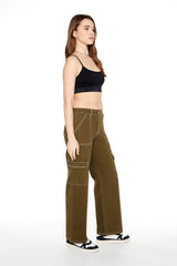 Twill Contrast-Trim Cargo Pants