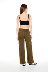 Twill Contrast-Trim Cargo Pants
