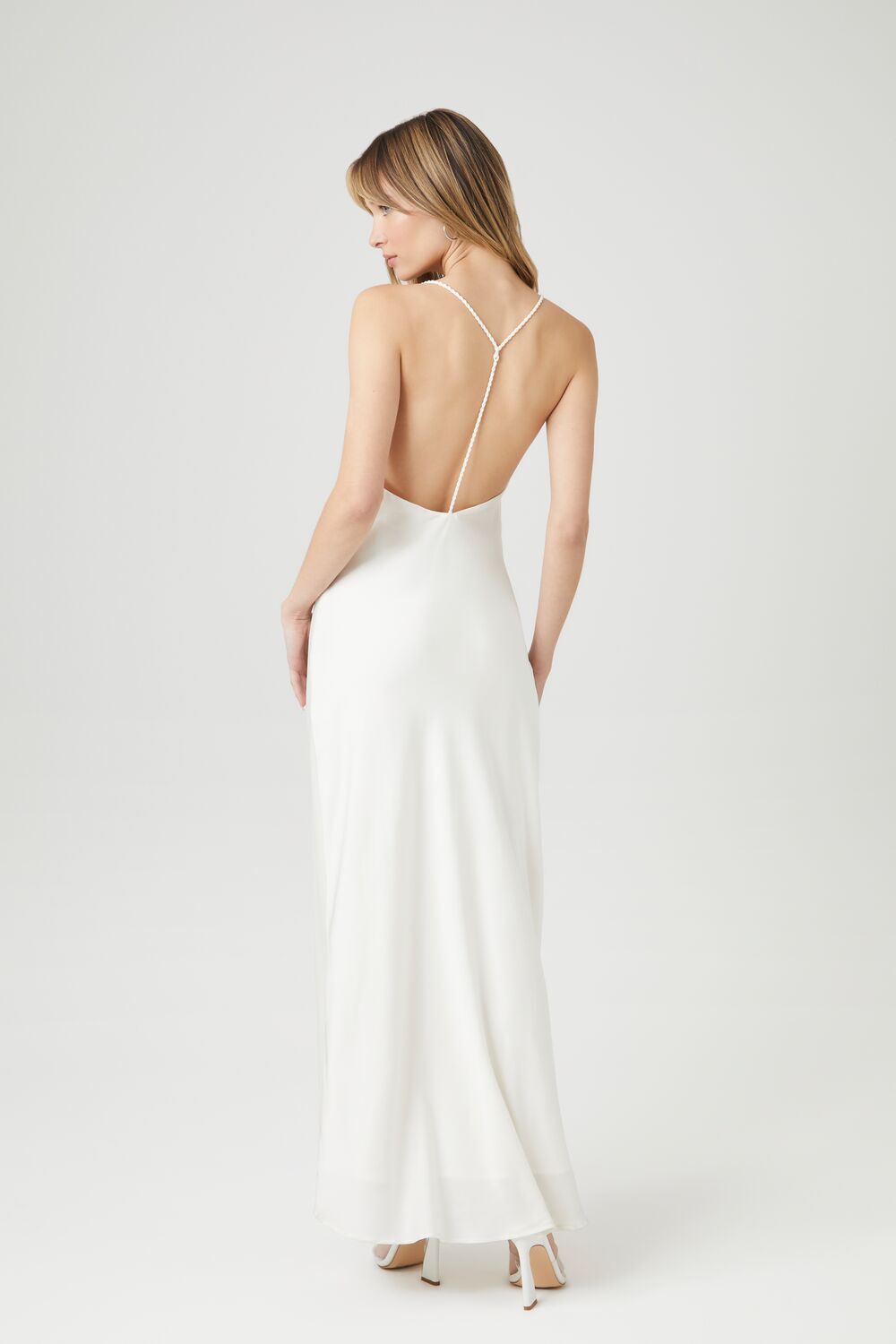 Satin Y-Back Maxi Slip Dress