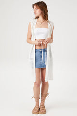 Pointelle Longline Sweater Vest