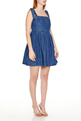 Denim Fit & Flare Mini Dress