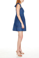 Denim Fit & Flare Mini Dress