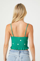 Sweater-Knit Floral Ruffle Cami