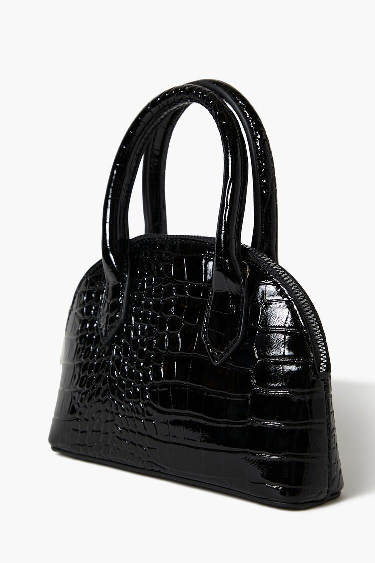 Faux Croc Crossbody Satchel Bag