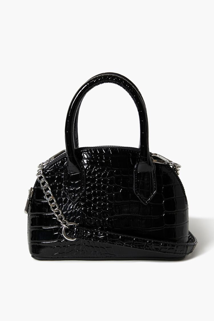 Faux Croc Crossbody Satchel Bag