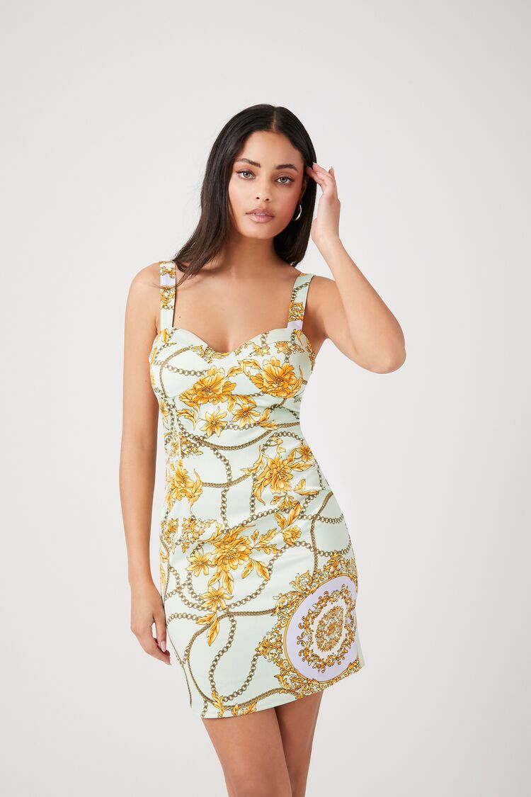 Floral Chain Print Mini Dress