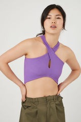 Ribbed Knit Halter Crop Top