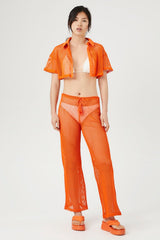 Sheer Netted Mesh Cropped Shirt