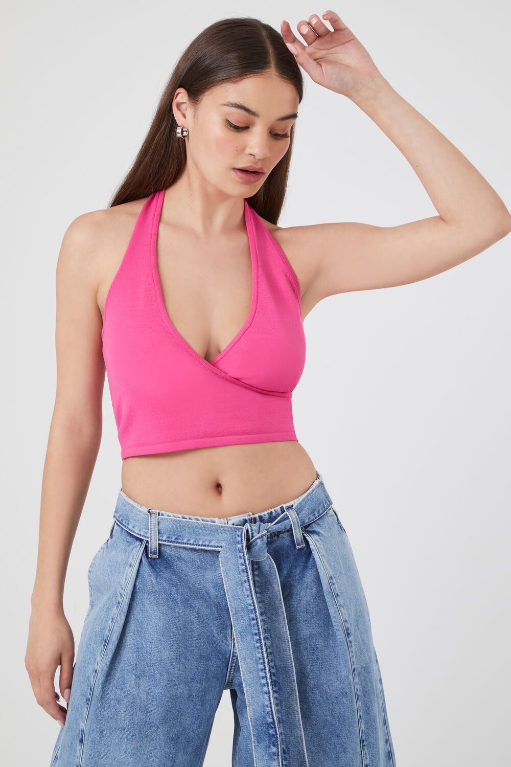 Sweater-Knit Halter Crop Top