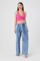 Sweater-Knit Halter Crop Top