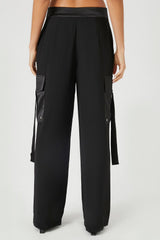 Chiffon Utility Cargo Wide-Leg Pants