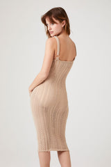 Sheer Crochet Bodycon Midi Dress