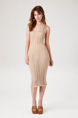 Sheer Crochet Bodycon Midi Dress
