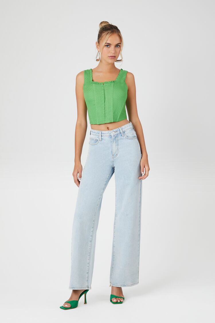 Textured Ruffle-Trim Bustier