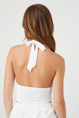 Eyelet Halter Crop Top