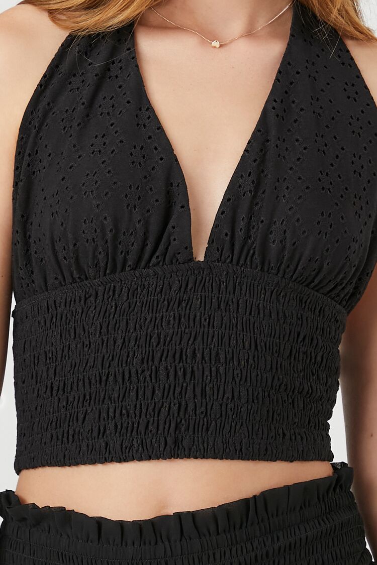 Eyelet Halter Crop Top