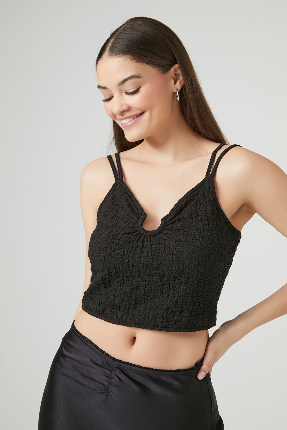 Crinkled O-Ring Cropped Cami
