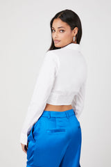 Ruched Drawstring Cropped Shirt