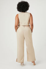Plus Size Vest & Wide-Leg Pants Set
