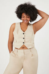 Plus Size Vest & Wide-Leg Pants Set