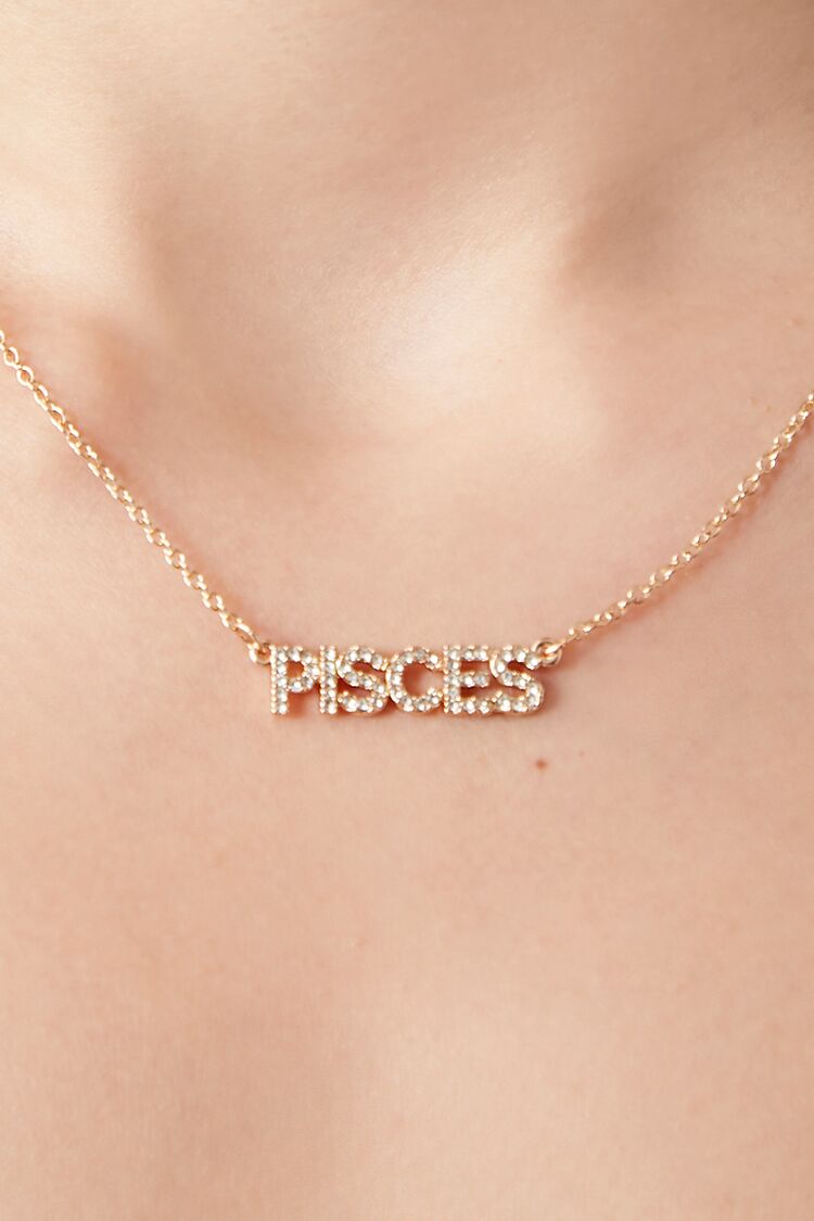 Rhinestone Astrology Pendant Necklace