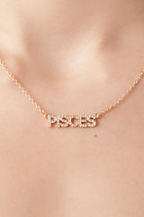 Rhinestone Astrology Pendant Necklace