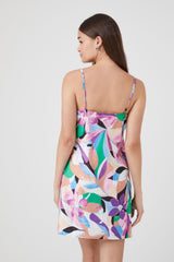 Satin Abstract Print Mini Dress