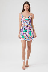 Satin Abstract Print Mini Dress