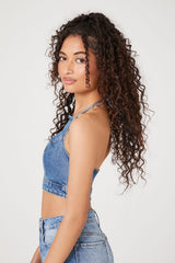 Denim Halter Crop Top
