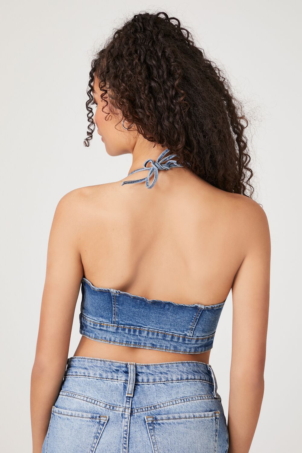 Denim Halter Crop Top